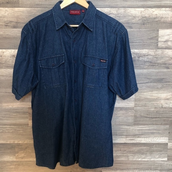 West Coast Connection Loose Fit Chambray Denim  Button Up Shirt Large - Picture 2 of 10